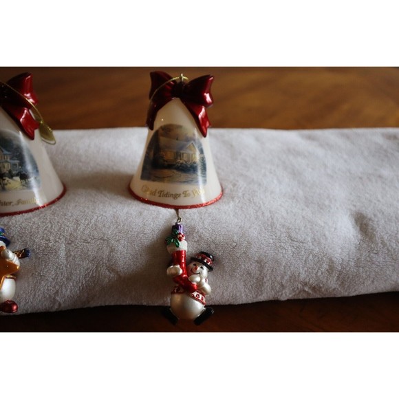 Thomas Kinkade Ringing in Holiday Christmas Bell Ornaments With Snowmen LOT#5 - Picture 4 of 13